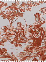 Quenin Tissu Belle Saison Textildeko in Terracotta mit floralem Vintage-Landschaftsmuster - Bild 1