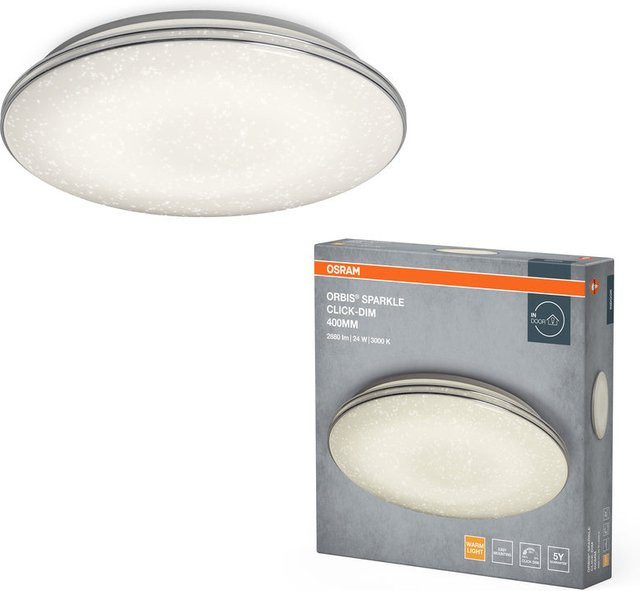 OSRAM ORBIS Sparkle Click-DIM LED Deckenleuchte, Weiß, Durchmesser: 40 cm, 24 W, 2000 lm, 3000 K, Warmweiß - Bild 1