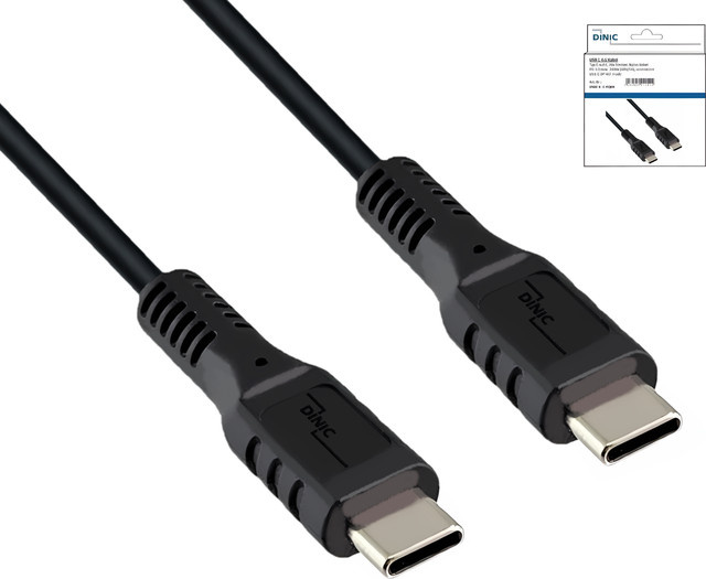 DINIC USB Typ C auf C Ladekabel, 60W, schwarz, Länge: 1 m - Bild 1