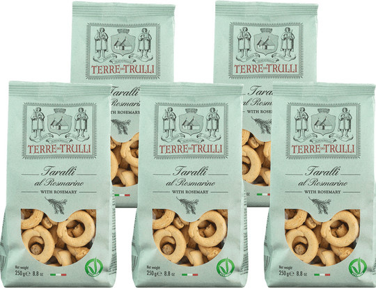 Terre dei Trulli Taralli al Rosmarino Salzgebäck mit Rosmarin 5 x 250 g - Bild 1