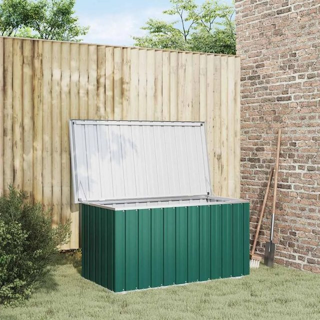 Furnicato Garten-Aufbewahrungsbox aus verzinktem Stahl und Kunststoff, Grün, B/T/H: 129 x 67 x 65 cm - Bild 1