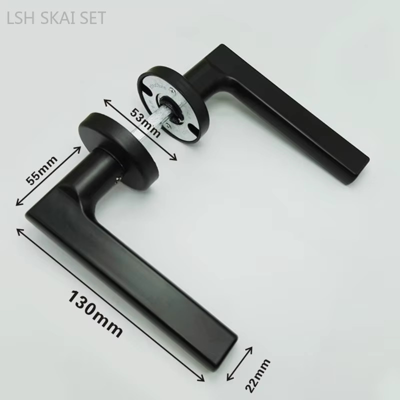 LSH SKAI SET Scheunentürgriffe aus Metall in Schwarz, 1 Paar doppelseitige Innentürgriffe für Balkon und Flur - Bild 2