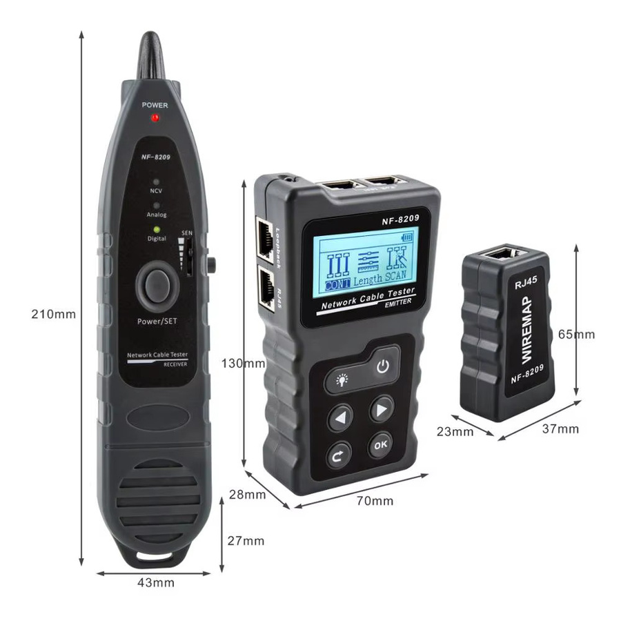NOYAFA NF-8209 RJ45 Netzwerk-Kabeltester und POE Wiremap Tester in Schwarz - Bild 3