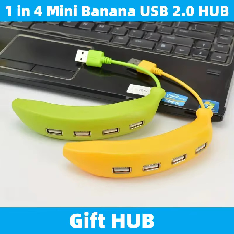 Creative Hub 2.0 USB-C Multi-USB-Splitter in Bananenform mit 4 Ports und Netzteil, Gelb-Grün - Bild 2