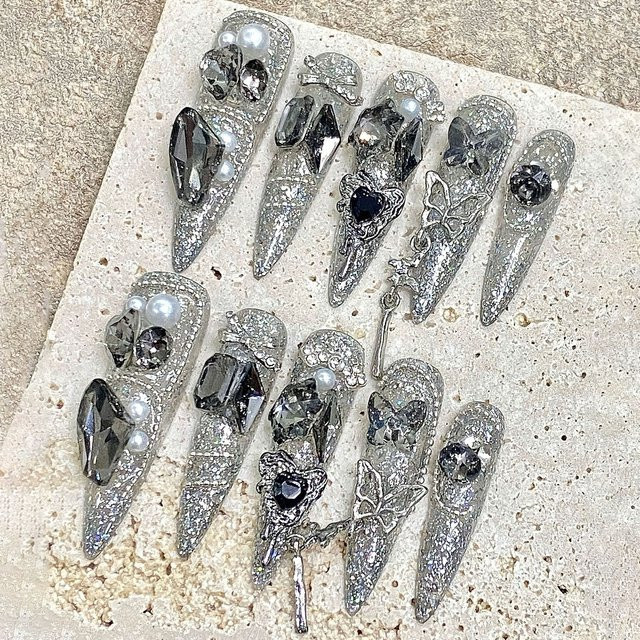 YADORNOS Falschnägel, Silber, Glänzend, Unisex - Bild 1