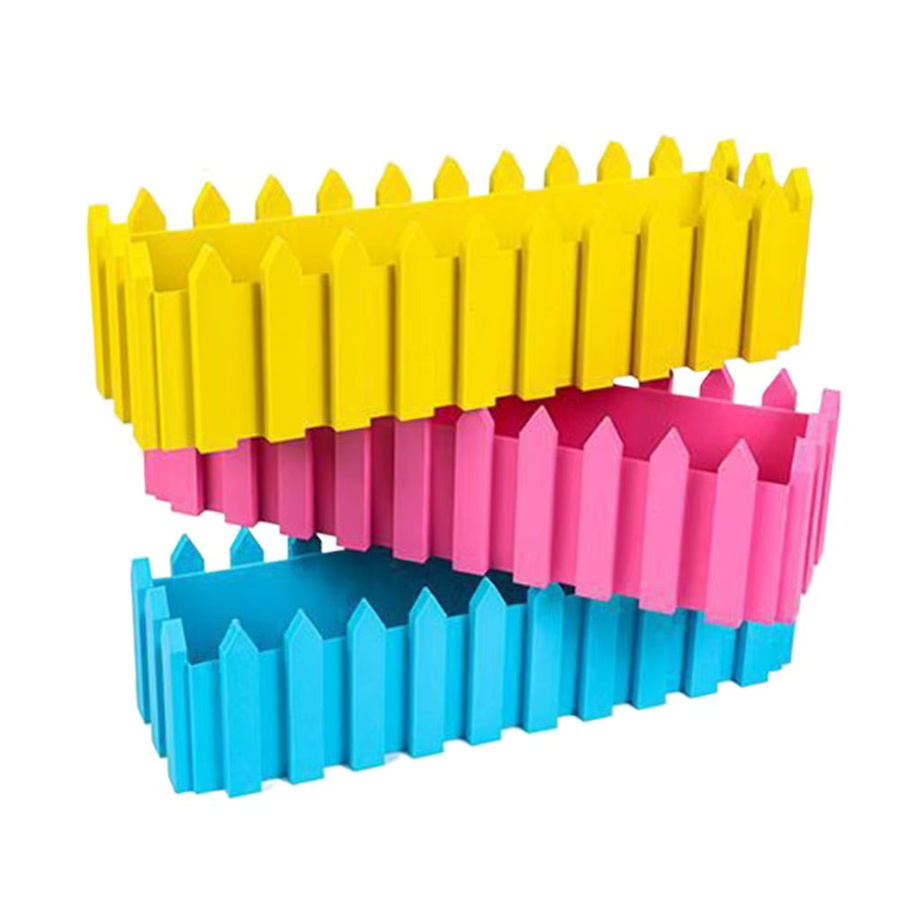 Rechteckige Zaun-Blumentöpfe für den Gemüsegarten in Pink und Multicolour, B/T/H: 29,5 x 9,0 x 8,5 cm - Bild 2