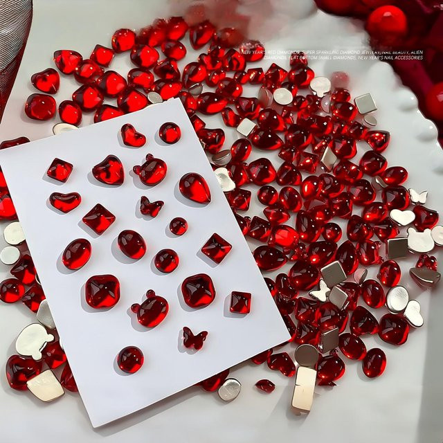 KANIU Strass-Glassteine Rubin, 50 Stück, Nagelkunst-Zubehör - Bild 1