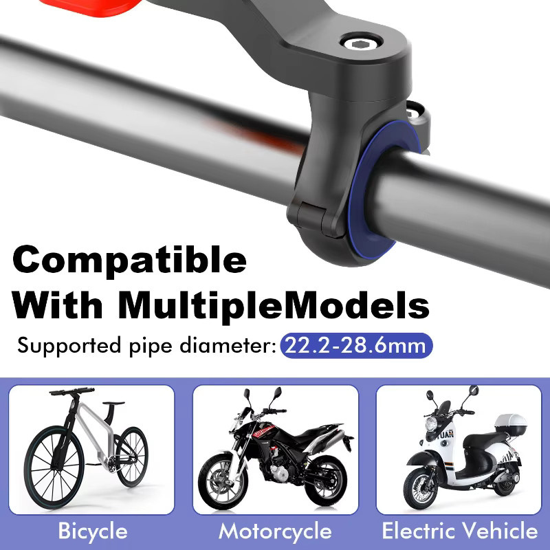 Motorrad-Handyhalterung mit Vibrationsdämpfer und Schnellverschluss für Fahrrad und Motorrad in Schwarz-Rot - Bild 4