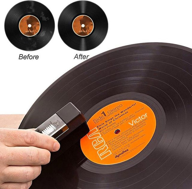 Shunmaii Antistatische Schallplattenreinigungsbürste in Schwarz zur Staubentfernung für Vinyl-Plattenspieler - Bild 1