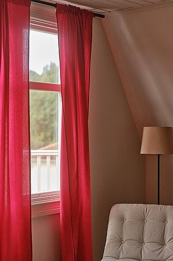 Jotex SADIE Multifunktionsgardine aus Baumwolle, 2er-Set, Rot, Transparent, Modern, Höhe: 137 cm, Breite: 2 cm - Bild 1