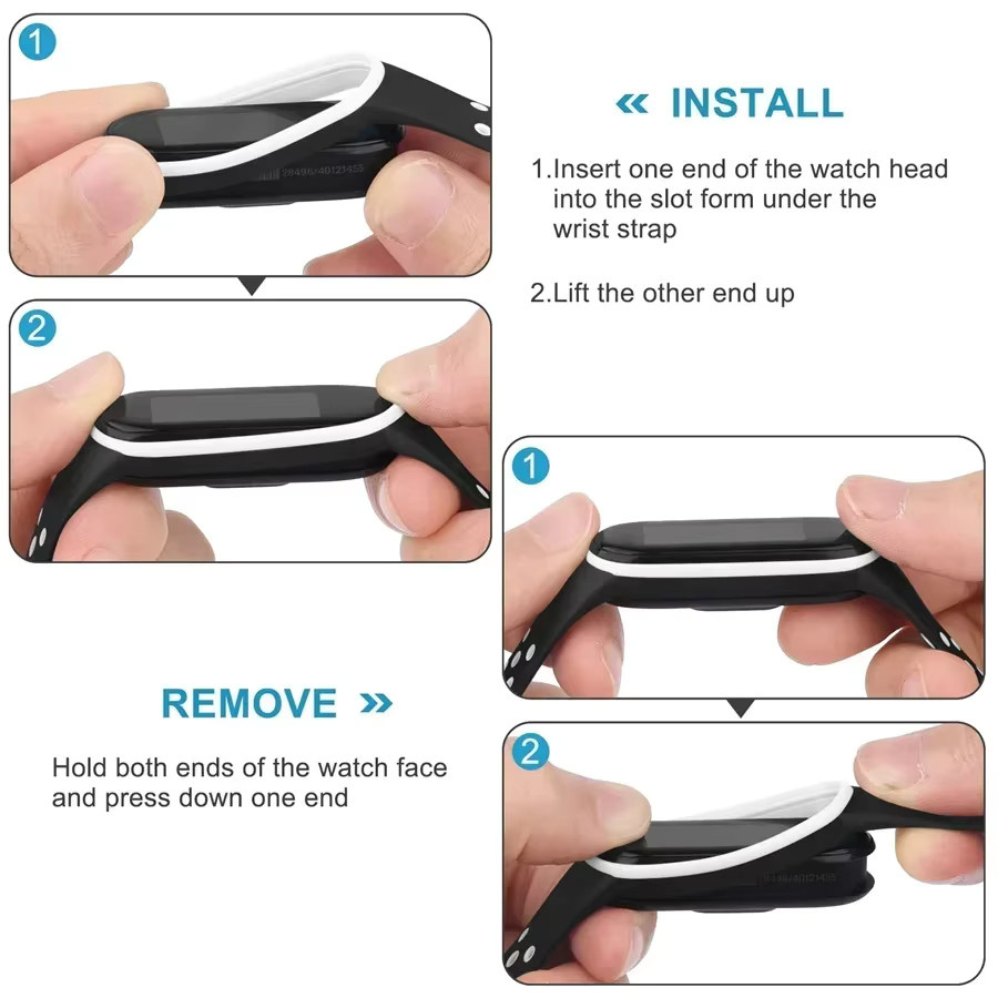 Xiaomi Uhrenarmband Silikon, Schwarz, Mi Band 7 6 5 4 3 NFC - Bild 4