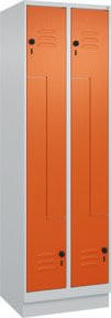 C+P Z-Spind Classic PLUS mit Sockel, 4 Fächer, Grau/Orange, Sicherheits-Drehriegel, H x B x T: 195 x 60 x 50 cm - Bild 1