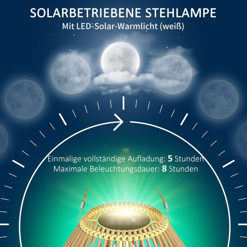 Outsunny Solarleuchte aus Polyrattan und Edelstahl in Gelb mit LED und Dämmerungssensor, B/H/L: 31 x 31 x 32 cm - Bild 3