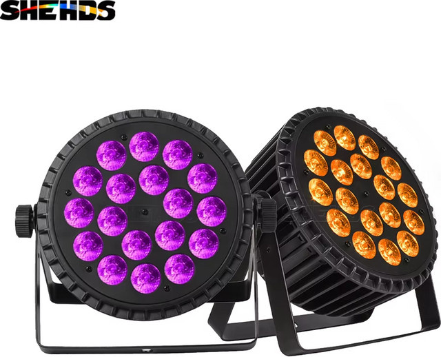 SHEHDS 2er-Set RGBW LED Par Flachstrahler für DJ, Disco und Party, Schwarz - Bild 1