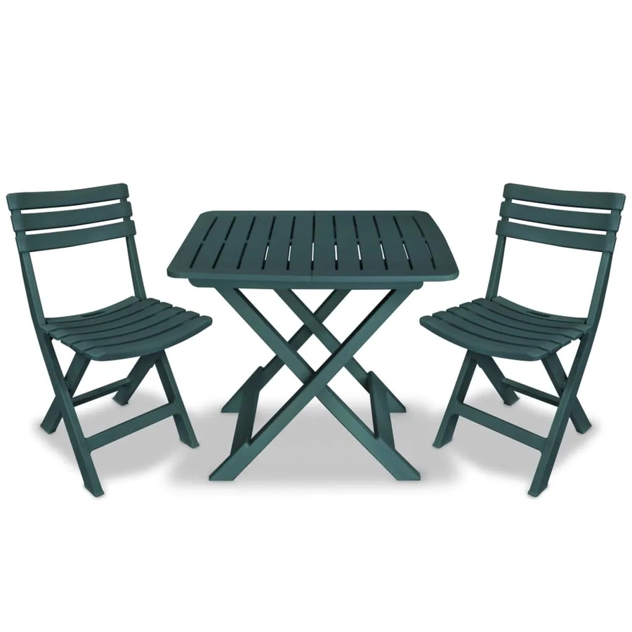 vidaXL 3-tlg Bistro-Set aus Kunststoff in Grün klappbar - Bild 2