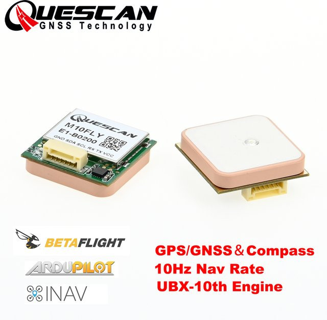 Quescan M10 GPS Modul mit Kompass für Drone FPV, 10Hz, kompatibel mit Betaflight, Ardupilot und INAV, Maße: 25 x 25 mm - Bild 1