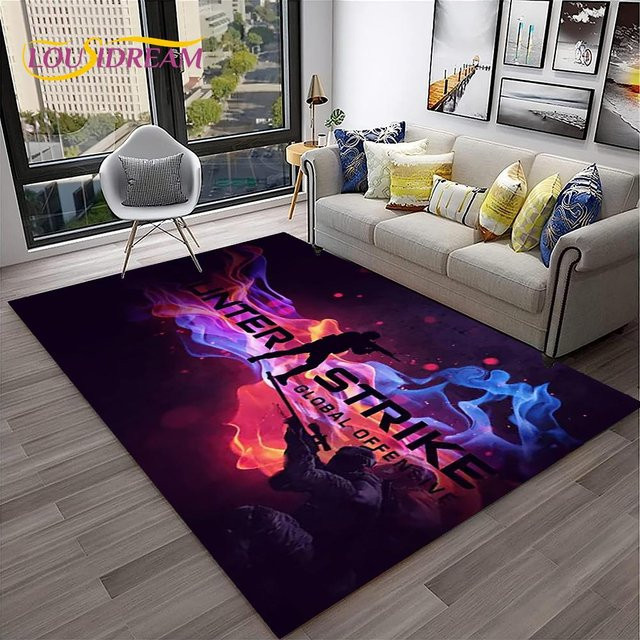 HGHT Counter Strike Gamer Teppich 3D Design, rutschfeste und waschbare Bodenmatte aus Polyester für Wohnzimmer, Schlafzimmer oder Kinderzimmer, B/T: 60 x 40 cm, Multicolour - Bild 1