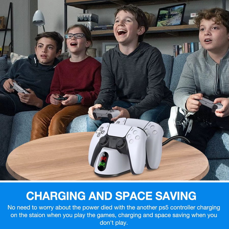 BEBONCOOL Dual Fast Charger Ladestation mit LED-Anzeige für PlayStation 5 Controller in Weiß - Bild 2