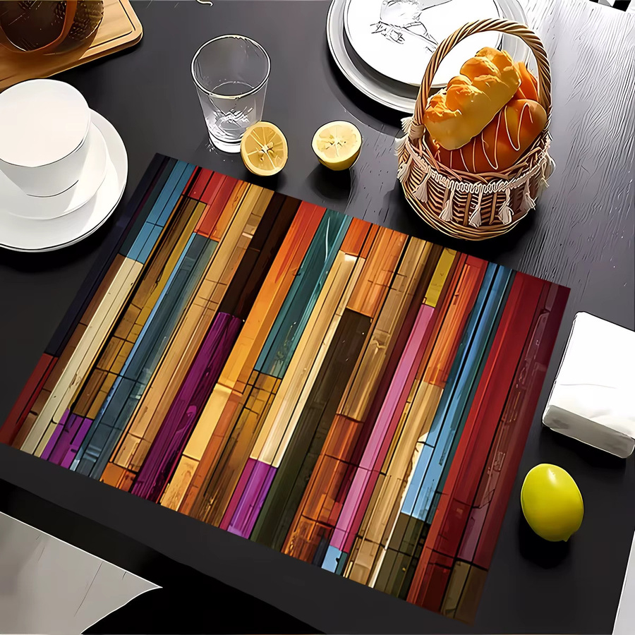 VIKAMA 4-teiliges Tischset Set aus Leinen in Regenbogenfarben, rechteckig, B: 45 cm, T: 30 cm - Bild 2