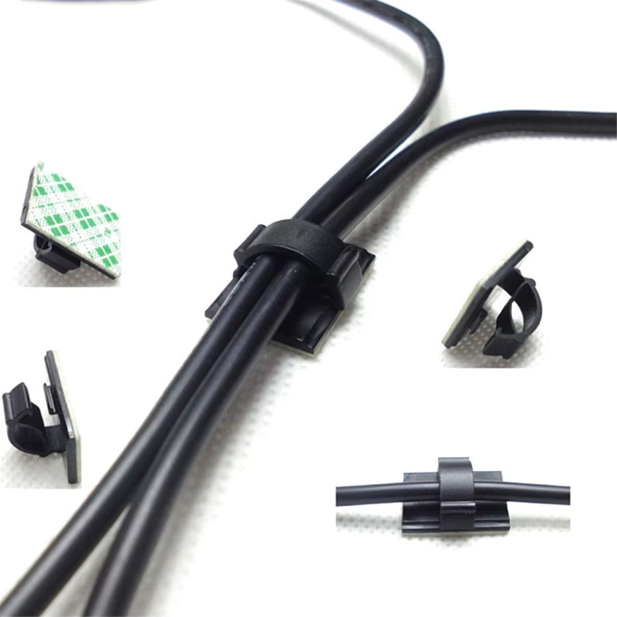 50 Stück Selbstklebende Kabelclips in Schwarz als Drahtbefestigungshalter für Lichtstreifen, Netzwerk und Elektrokabel zur bohrfreien Kabelorganisation für Haus und Auto - Bild 4