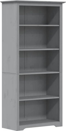 vidaXL Bücherregal BODO aus Massivholz Kiefer in Grau mit 5 Fächern, B/T/H: 82 x 40 x 173 cm