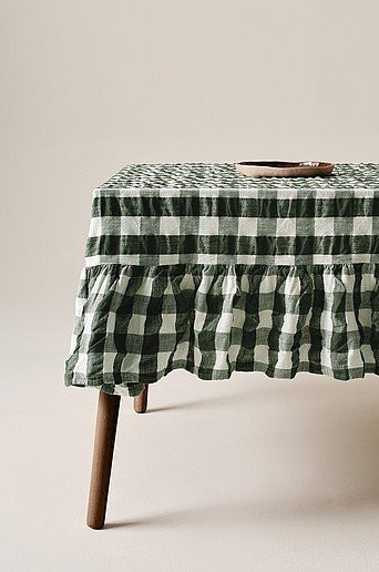 Jotex Tischdecke MIMMI grün kariert aus Baumwolle, B/B: 135 x 135 cm - Bild 1