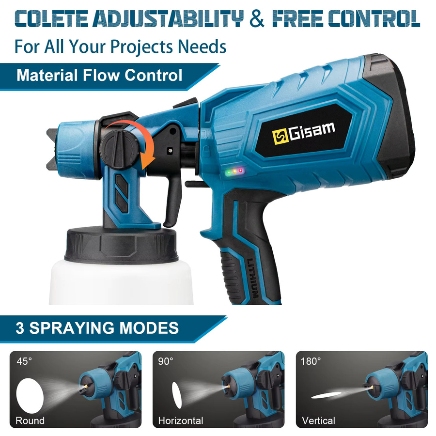Makita Akku-Farbspritzpistole HVLP Elektrische Spritzpistole für Auto und Möbel in Blau mit 1000 ml Behälter - Bild 4