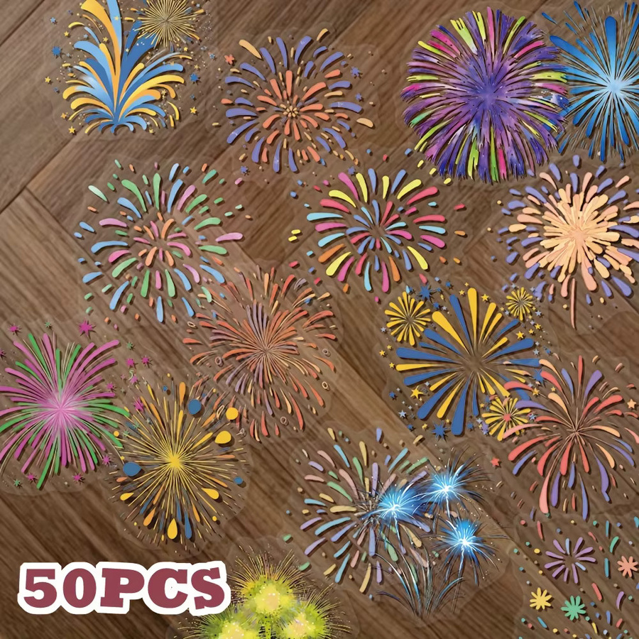 50 Stück Vintage-Feuerwerksaufkleber in Multicolour für Scrapbooking und Dekoration - Bild 3