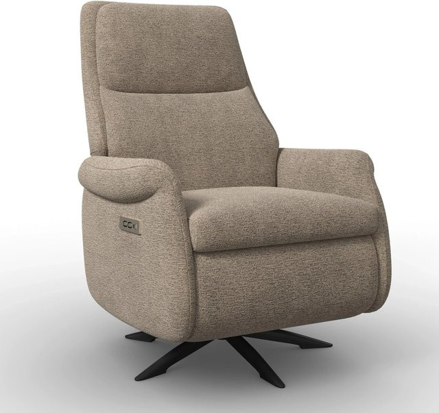 Bessagi Home Elektrischer Relaxsessel Alice mit Liegefunktion in Beige und Braun aus Bouclé-Stoff - Bild 1