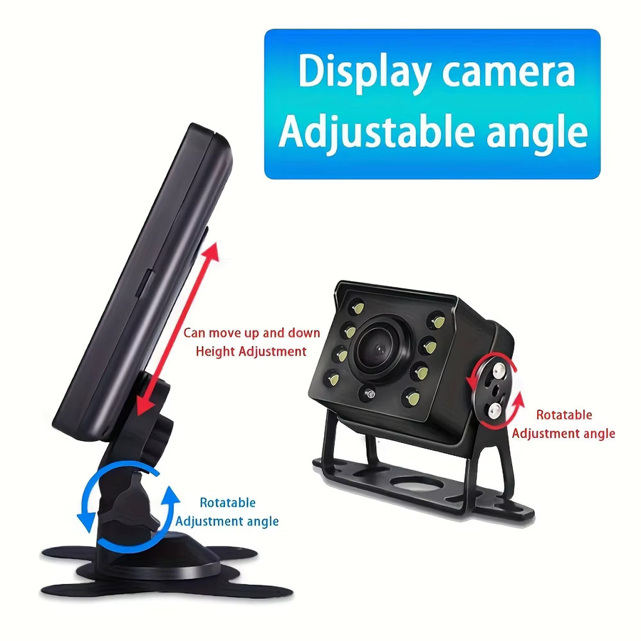 QueenDer HD-TFT-Farbmonitor mit 17,78 cm Display und 8 LED-Rückfahrkamera in Schwarz mit 10,0 m RCA-Videokabel - Bild 3