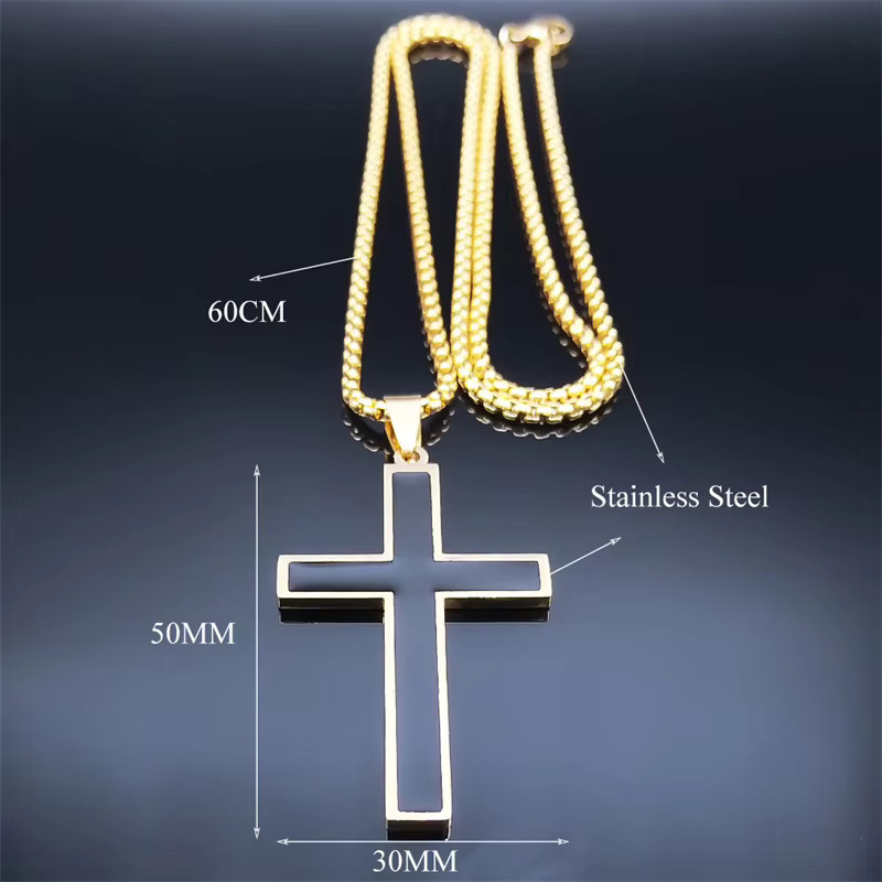 AFAWA Halskette mit Kreuz-Anhänger, Edelstahl, Gold, Herren - Bild 4