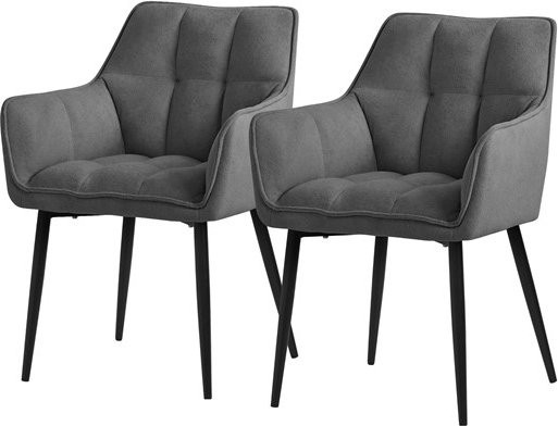 ML-Design 2er Set Esszimmerstühle aus Frotteestoff in Dunkelgrau mit gepolsterter Sitzfläche und Armlehnen - Bild 1