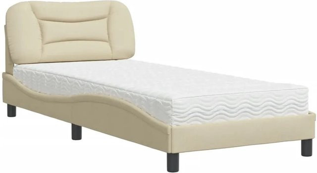 vidaXL Bett Hvar mit Matratze, Farbe Creme/Beige, B/T/H: 90 x 190 cm - Bild 1