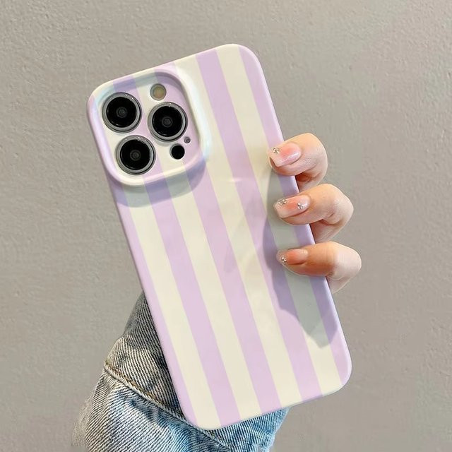 LALA Handyhülle aus hartem PC in Pastell-Lila Gestreift für Google Pixel 7 7a 8 8a 9 9a Pro XL 5G - Bild 1