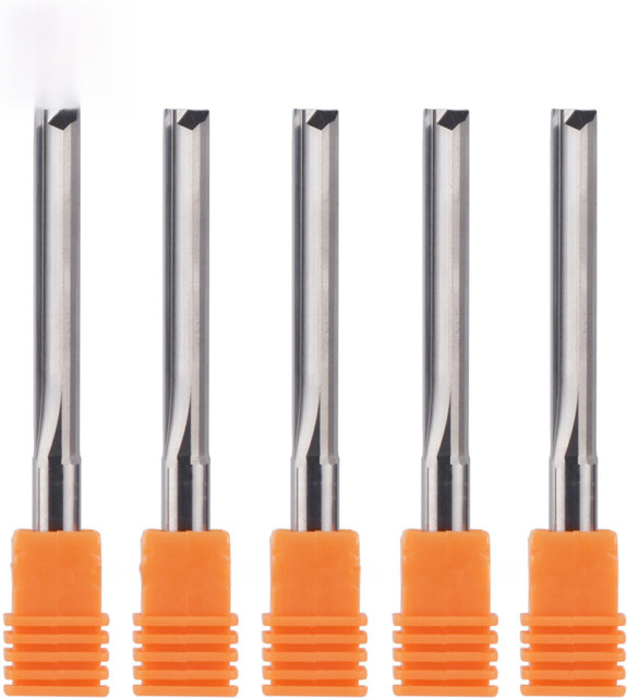 DREANIQUE 5er Set VHM-Oberfräser für CNC-Router mit 2 Schneiden, Farbe Silber, Schaftdurchmesser: 3,175 mm, 4 mm, 6 mm und 8 mm - Bild 1