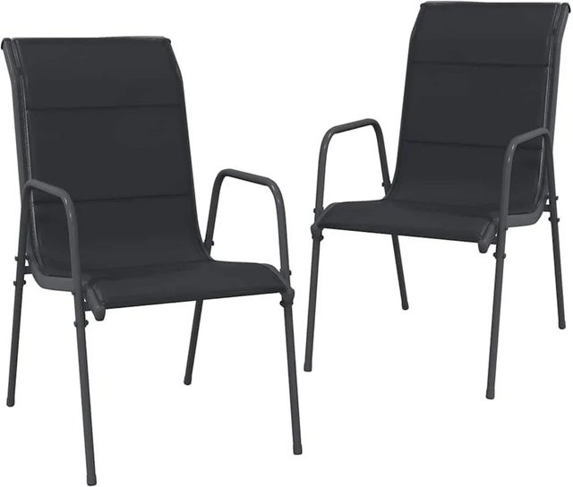 Furnicato 2er Set Gartenstühle aus Stahl und Textilene in Schwarz und Anthrazit, B/T/H: 51 x 66 x 88 cm - Bild 1