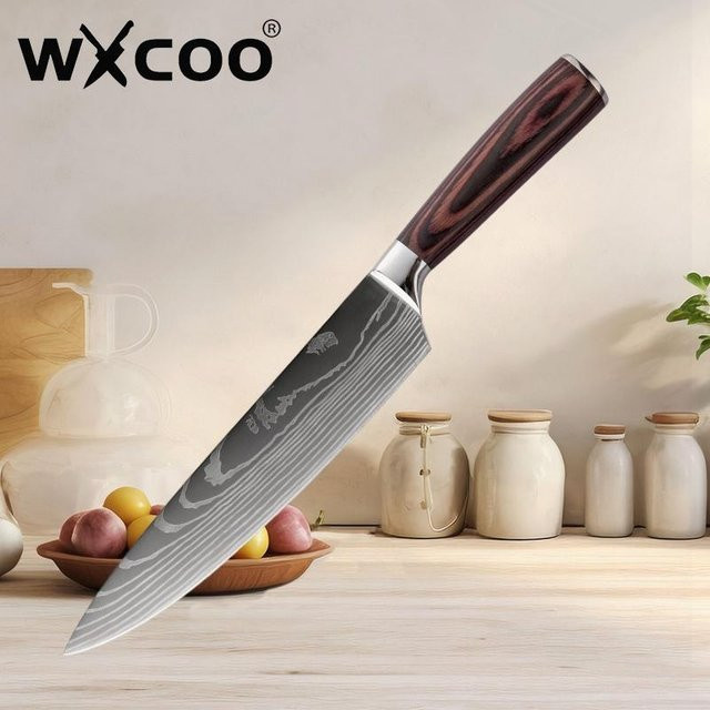 WXCOO Kochmesser aus Edelstahl in Silber mit Holzgriff, 20,32 cm - Bild 1