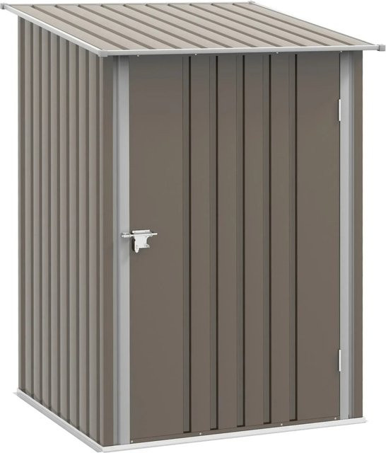 Outsunny Gerätehaus aus Stahl in Braun mit Pultdach und abschließbarer Tür, B/T/H: 100 x 103 x 160 cm - Bild 1