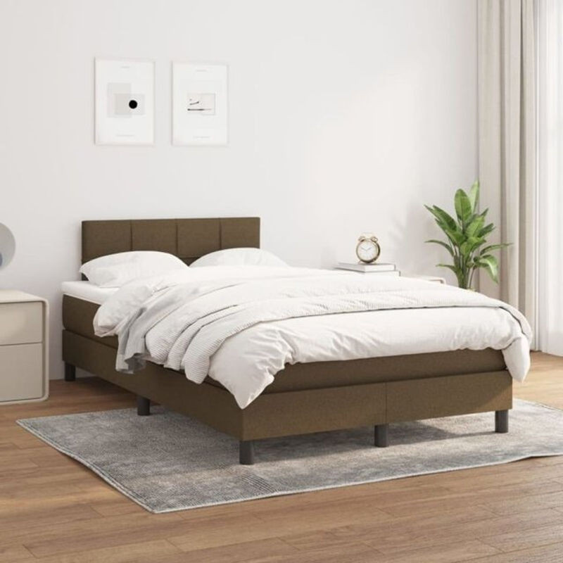 vidaxl Boxspringbett mit Matratze in Braun aus Stoff und Holzwerkstoff B/T/H: 120 x 200 x 78 cm - Bild 1