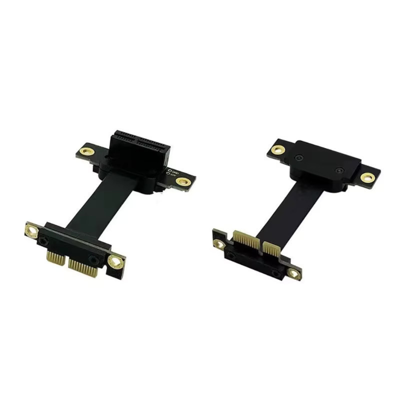 PCIe X1 Riser-Kabel Dual 90 Grad Verlängerungskabel 8 Gbit/s in Schwarz, Länge: 5 cm - Bild 4