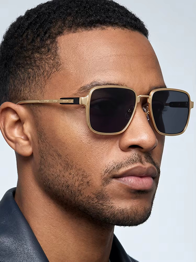 VYSEN Sonnenbrille, quadratisch, Metall, Vollrand, Gold, Herren - Bild 6