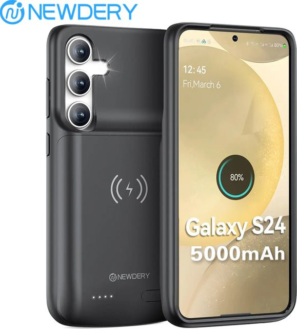 Samsung Akku-Ladegerät-Hülle für Galaxy S24, tragbare Powerbank-Hülle mit 5000 mAh, Schwarz - Bild 1