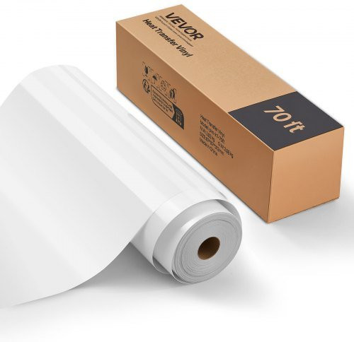 VEVOR Heat Transfer Vinyl Roll Glossy White, B: 30,48 cm, L: 2133,6 cm, Transferfolie zum Aufbügeln für T-Shirts, Kissen und Hüte - Bild 1