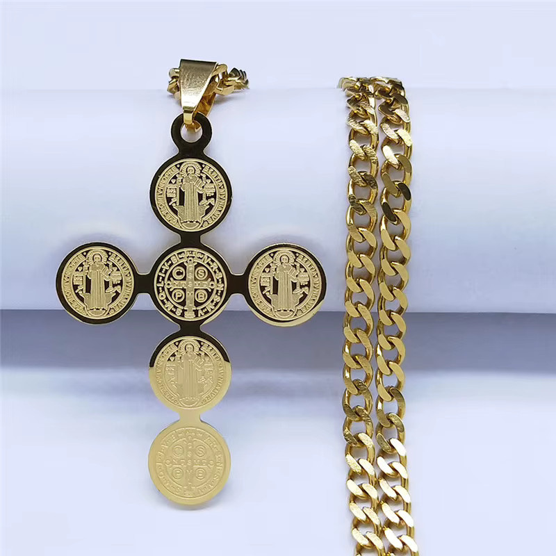 JYTF Halskette Edelstahl, Kreuz, Gold, Unisex - Bild 2