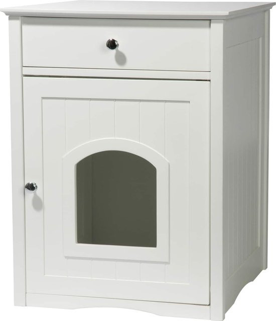 Dobar Mohrle Multifunktionaler Designer-Katzenschrank aus Holz in Weiß, B/T/H: 52 x 48 x 63 cm - Bild 1