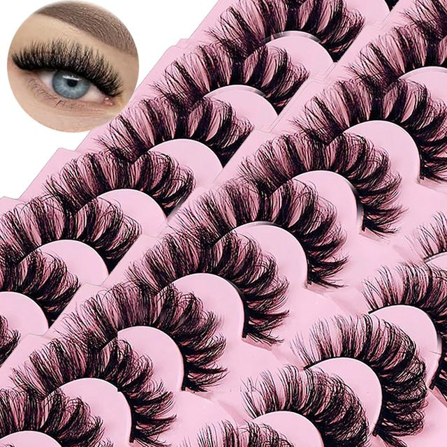 JIEFUXIN Falsche Wimpern, 14 Paar, D-Curl, Faux Nerz, Unisex - Bild 1