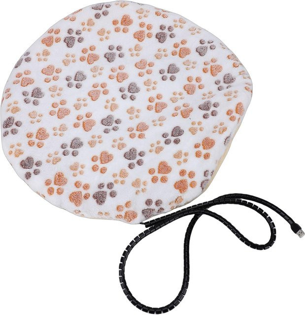 Koogeelife USB Haustier Heizmatte Rund, Doppelseitige Flanell Beheizbare Decke für Hund und Katze, Beige - Bild 1