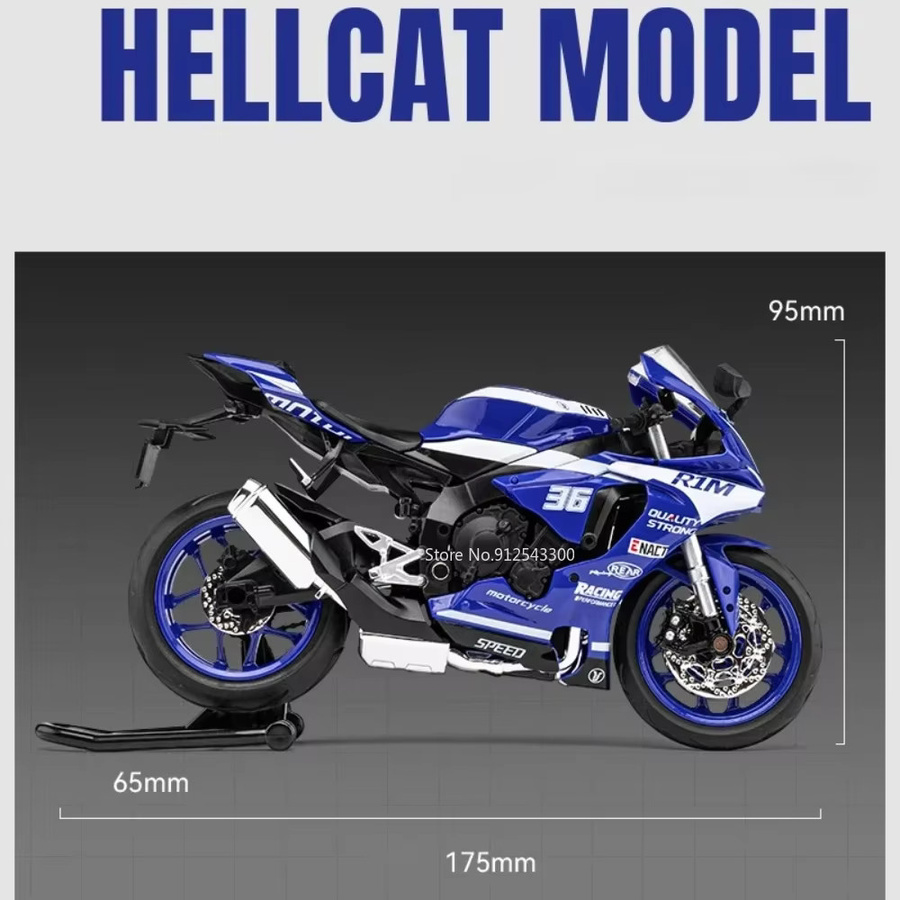 Caipo Yamaha R1M Motorrad Modell, 1:12, Metall, Blau - Bild 6