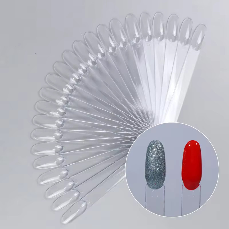Clear Nature Nail Art Display Tips, Black, Oval Fan Style, Glänzend - Bild 2