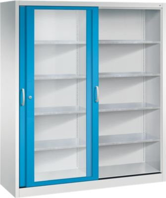 C + P Acurado Schiebetüren-Werkzeugschrank mit Sichtfenster aus Stahl, Farbe: lichtgrau/lichtblau, B/T/H: 160 x 50 x 195 cm - Bild 1